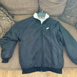 Nike Men's Black Windbreaker with White Logo